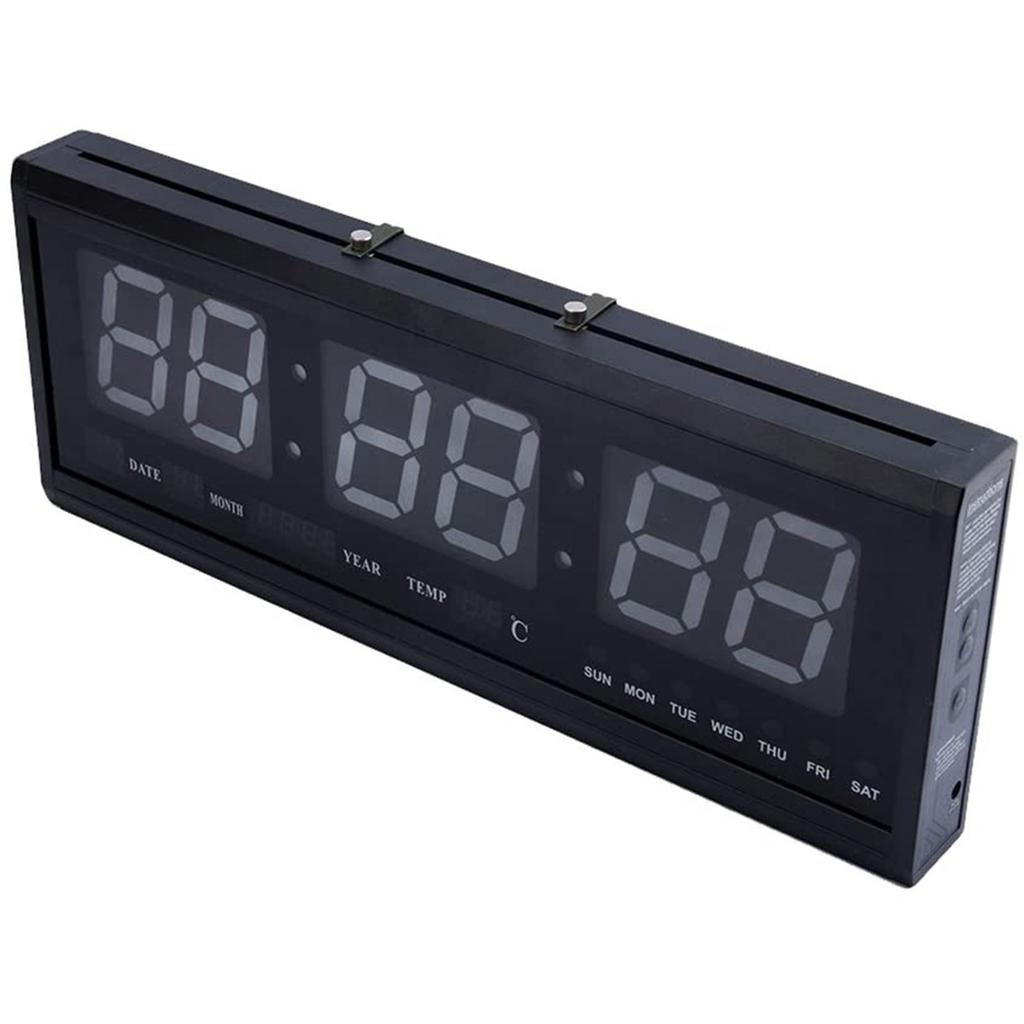 Large Modern LED Digital Wall Clock Date Temperature 24 Or 12 Hour Office