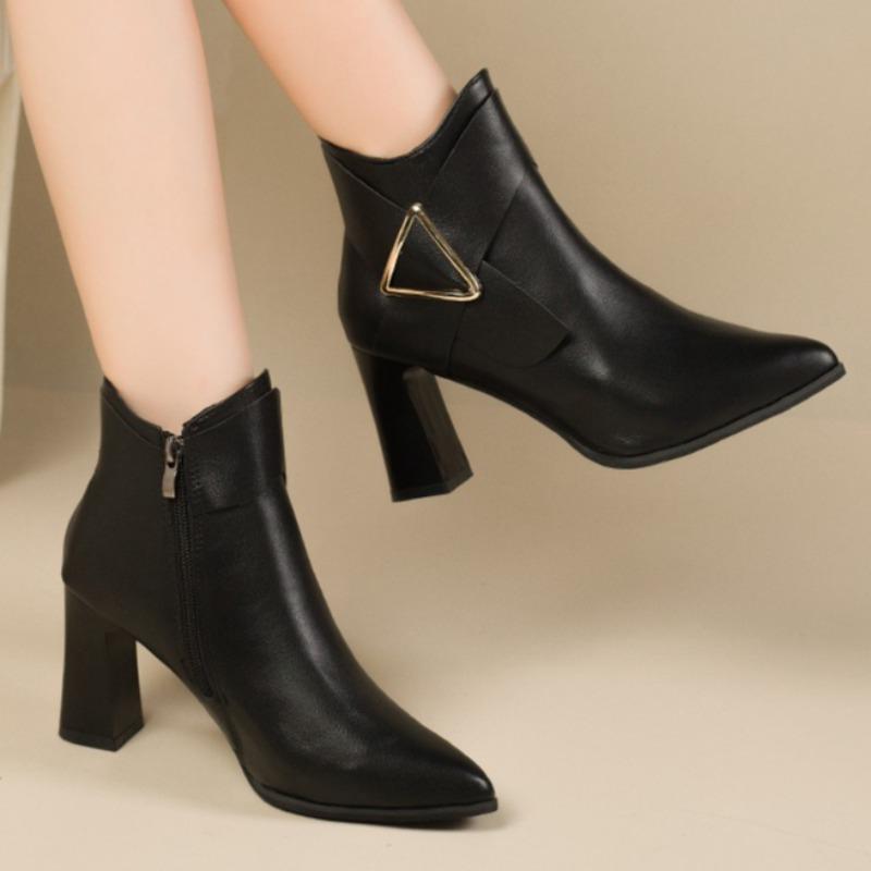 New Luxury Women's Ankle Boots 2025Autumn and Winter Casual High Heels Fashion Designer and Calf British Style Girls Short Boots
