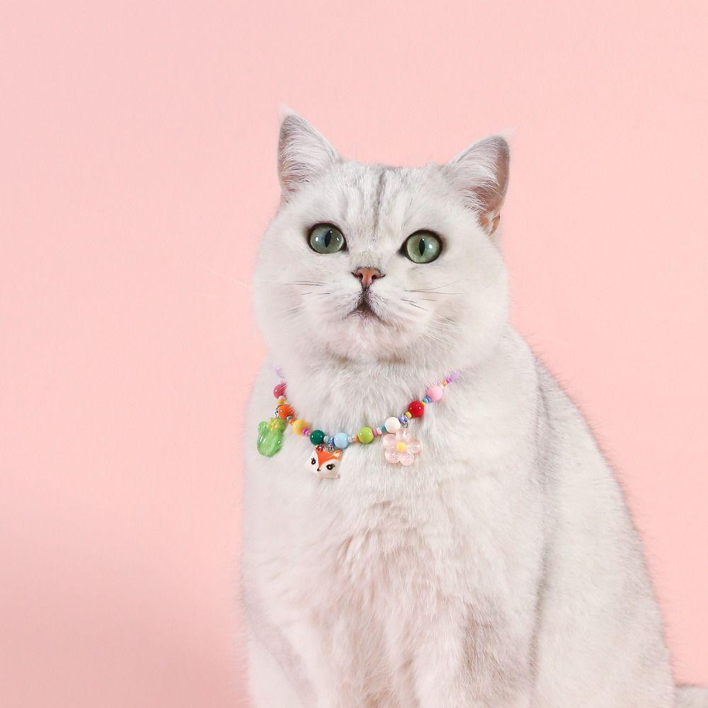 Cute Adjustable Cat Dog Pet Birthday Collar Dog Kitten Accessory Pet Colored Bead Pendant Pet Collar Cat Dog