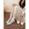 White French Round Head Inner Height Increase Shallow Mouth Flat-soled Single Shoes 2026 New Spring and Autumn with Skirt Mary Jane Shoes