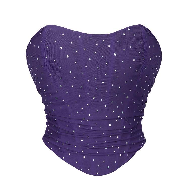 "Stylish Sequin Mesh Elastic Tube Top with Breathable Chest Support."