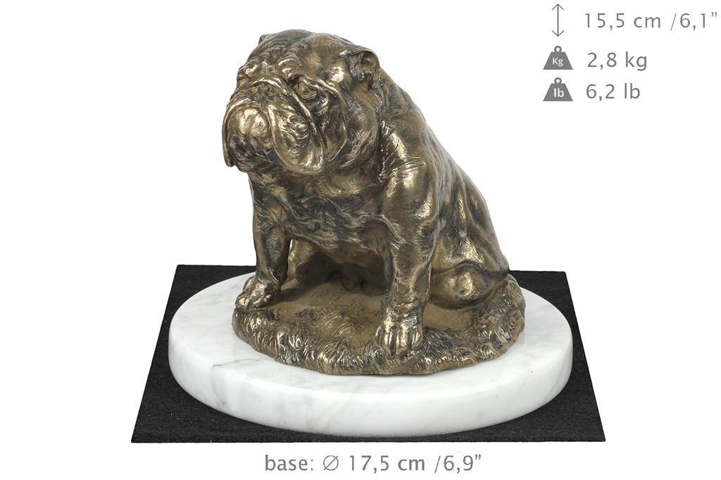 Bulldog III - Dog Figurine, Statue On White Marble, Trophy for Art-Dog Dog Show Exhibition