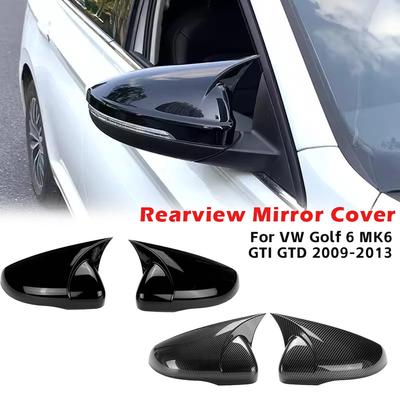 2Pcs Car Door Side Mirror Covers Sides Rearview Cover For VW Volkswagen Golf 6 MK6 GTI GTD 2009-2013 ABS Auto Accessories