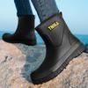 Men's medium rain boots tide and rainy day travel wading shoe bundle waterproof men's rain shoes non-slip rubber shoes thermal cover shoes