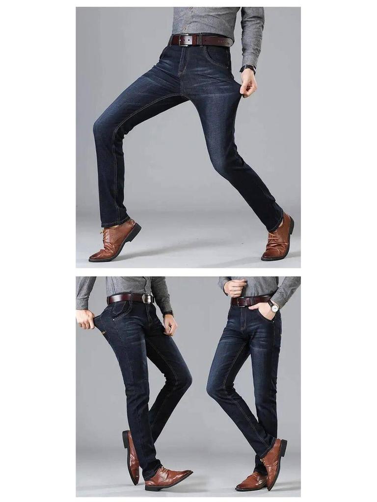 Men's Loose Straight Leg Jeans - Autumn/Winter Plus Velvet Work Pants