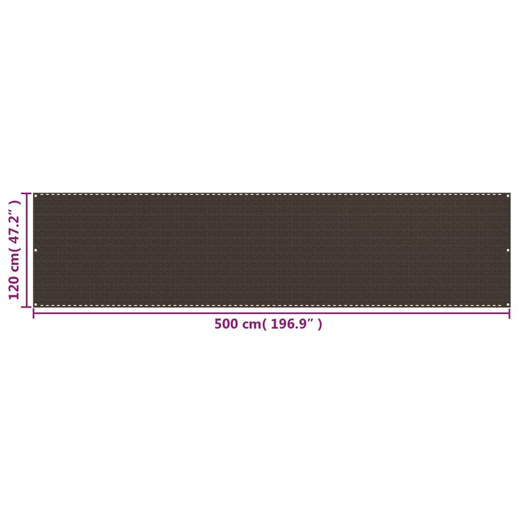Balcony Privacy Screen Brown 120 x 500 cm HDPE