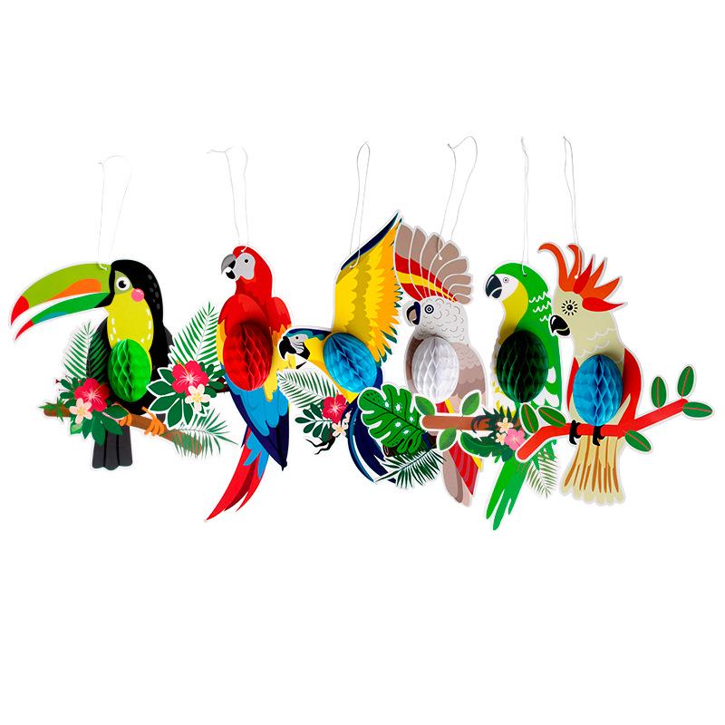

Kai Feng Tropical Bird Parrot Decorations, 6-Piece Set for Summer Beach, Banquet, Bar, or Classroom.