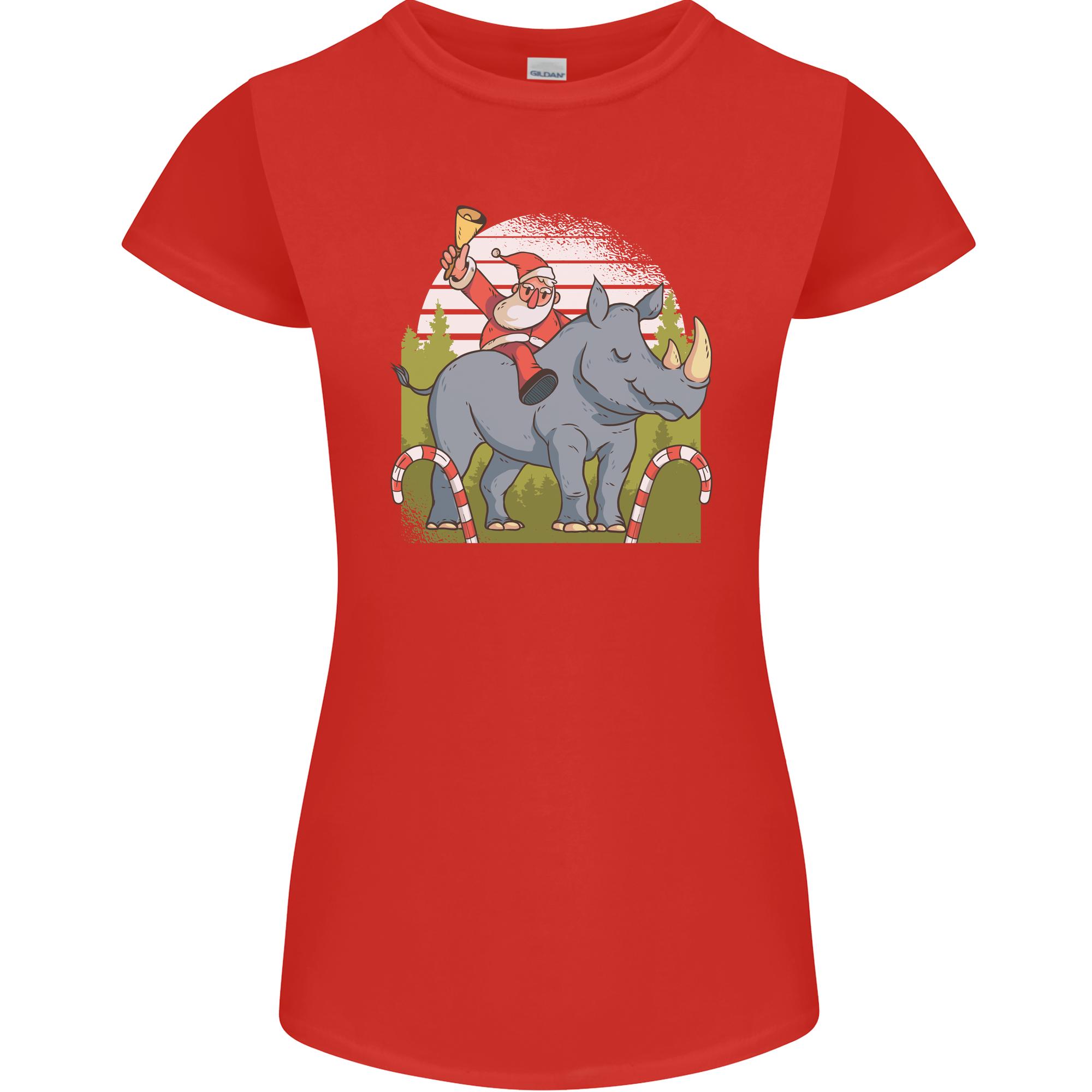A Christmas Rhino With Santa Xmas Unisexs Petite Cut TShirt S