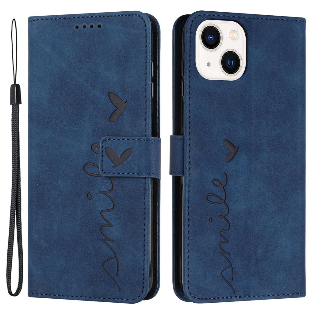PU Leather Wallet Case for iPhone 15,Stand Heart Imprinted Protective Phone Cover