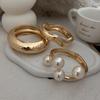 Ingemark 3 Style Creative Big Imitation Pearl Cuff Bracelet Women Trend 2025 Punk Heavy Metal Chunky Spring Bangle Steampunk Men