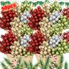 50/2x Christmas Artificial Red Berries Branch Sparkling Glitter Holly Berry Stem Fake Flowers Party Decor Xmas Tree Ornaments