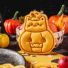 Halloween DIY Cookie Moulds Cartoon Ghost Pumpkin Cat Cookie Stamp Fondant Cake Decoration Tools Hand Pressure Plastic Biscuit