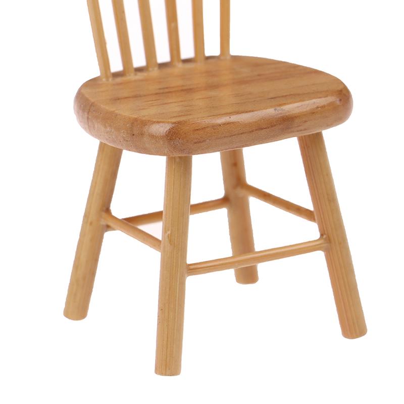 Simulation Mini Wood Chair Furniture Model Toys For Doll House Decoration 1/12