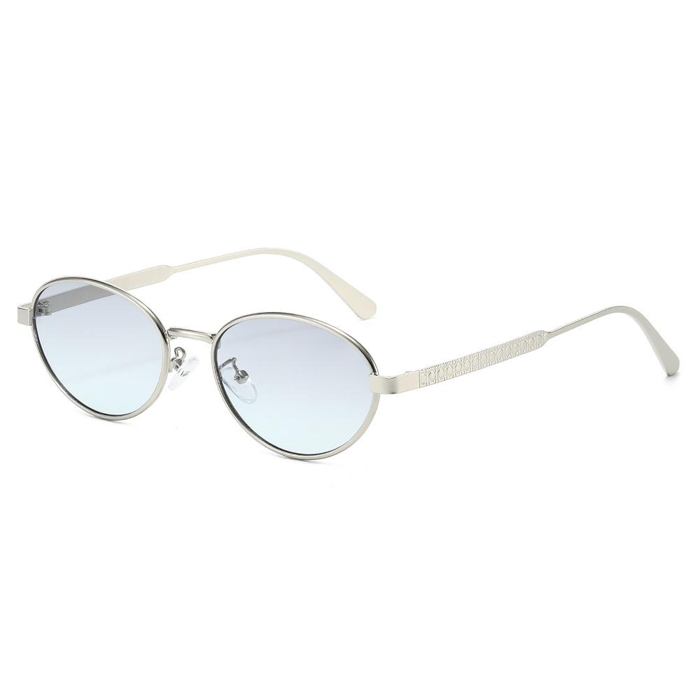 New Luxury Gradient Oval Women Sunglasses Personality Brand Thin Frame Design Punk Trend Men Versatile Casual Glasses Uv400