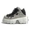 Fashion Punk Style Women Sneakers Rock Metal Decor Lace-up Heel Height Platform Shoes Gothic Man Shoes Men Sneaker 2025 New Sneaker