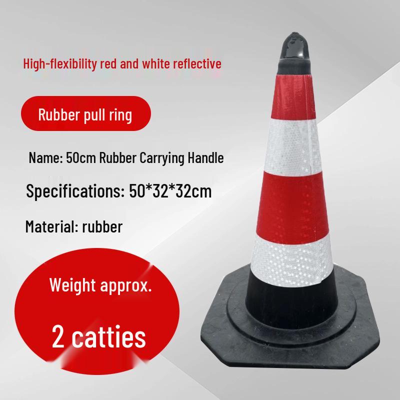 Reflective 90cm Rubber-Plastic Safety Cone with Ice Cream Handle for Road and Construction Use