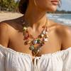Bohemia Mehrschichtige Leopard Herzförmige Blume Schloss Anhänger Halskette für Damen Retro Metallkette Choker Party Urlaub Schmuck