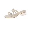 Niche high-end rhinestone cool slippers fairy shoes outer wear temperament high-heeled sandals