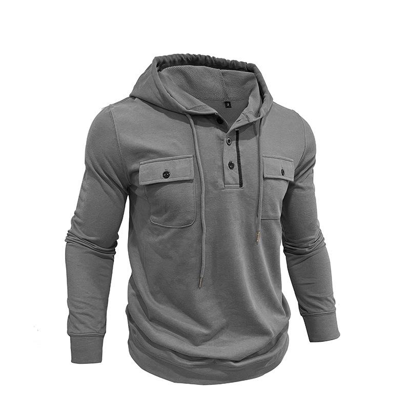 2026 Autumn/Winter Men's Retro Hooded Sweatshirt - Long-Sleeve Sport Hoodie with Pocket