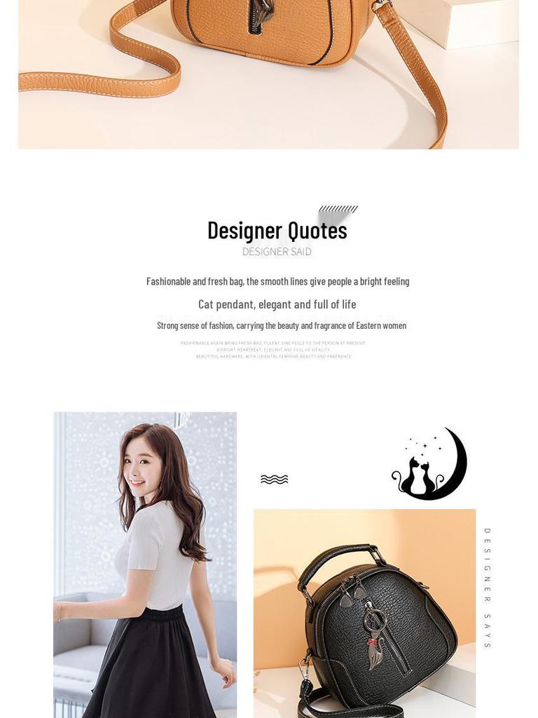 2024 Fashion Women's Small Round Crossbody Bag with Cute Pendant