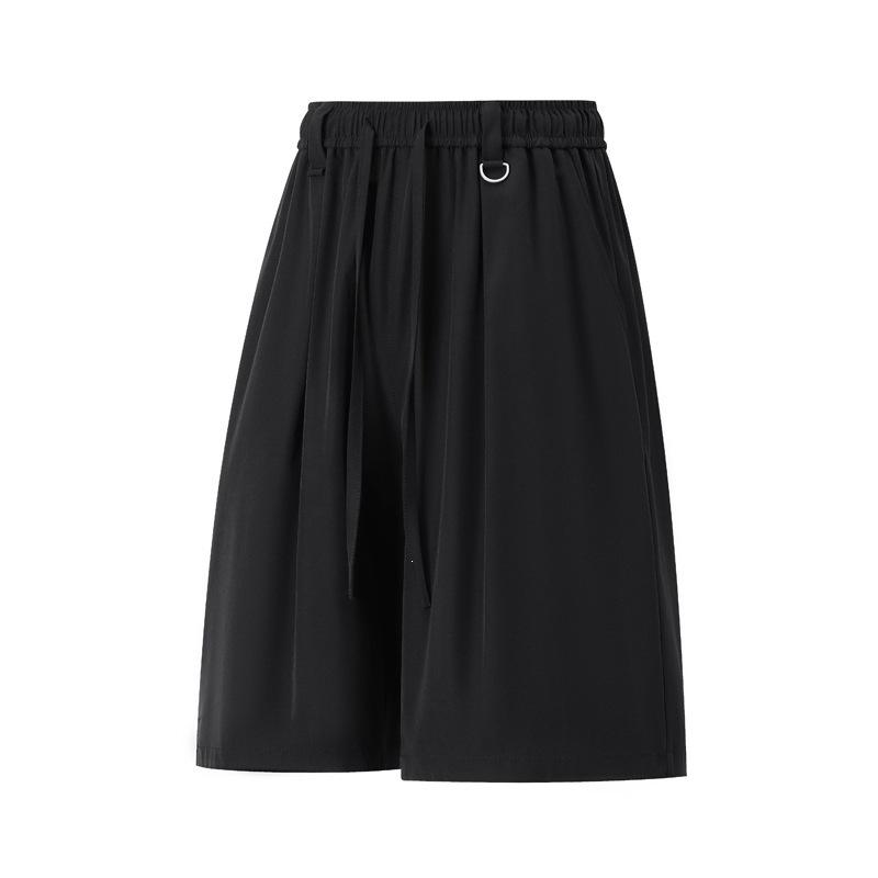 Men Solid Color Casual Loose Drawstring Straight Large Size Knee Length Shorts