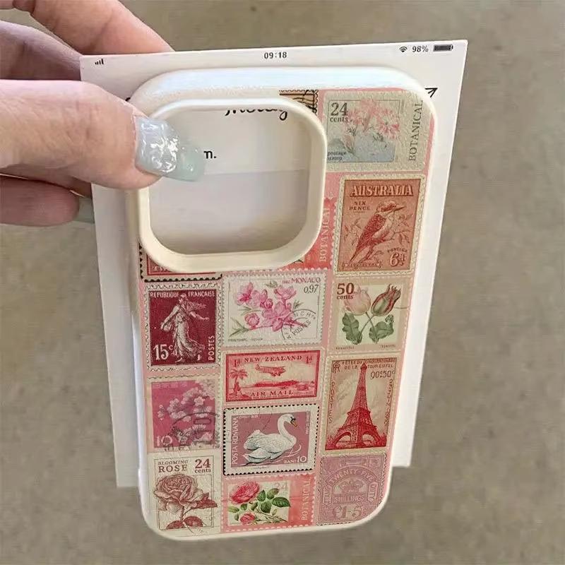 Vibrant Retro Stamp Lichee Design Phone Case For iPhone 17 Air 16 e 15 14 13 12 11 Pro Max Plus SE Soft Shockproof Cover