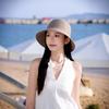 Spring and summer noble French elegant coffee milk shredded bucket hat new art plain temperament versatile straw hat