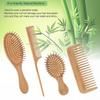 Bamboo Hair Brush and Comb Set - Eco-Friendly Anti-Static Detangling Brush and Combs for Women and Men, Massage Wooden Brushes for Thick, Thin,