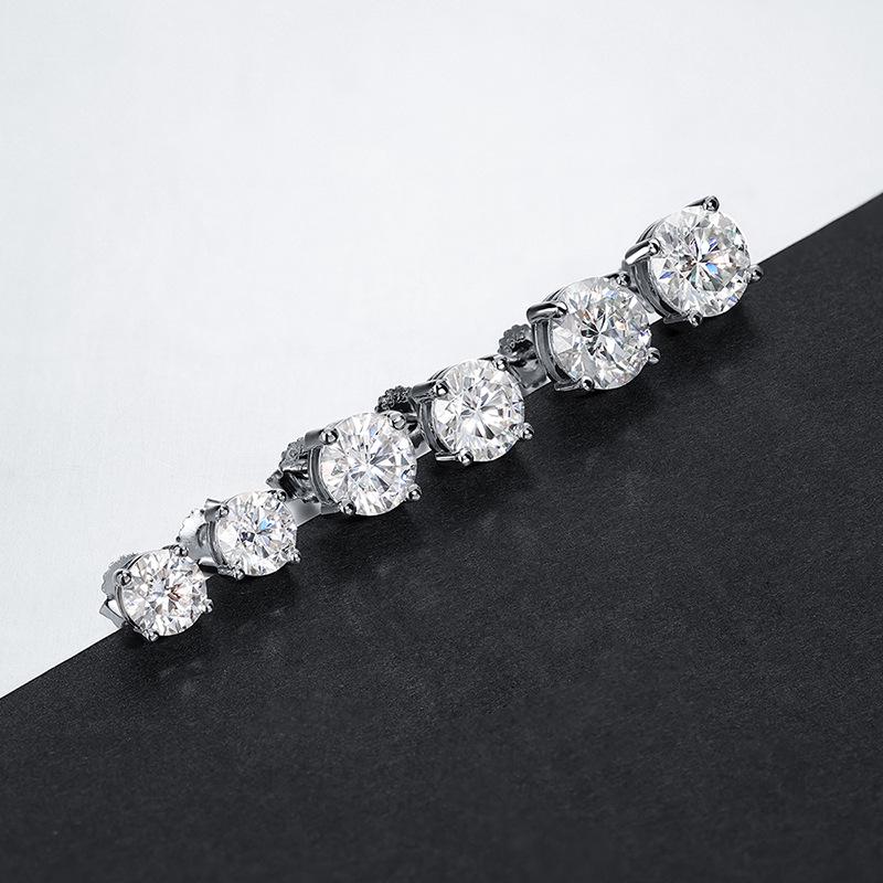 D Color 2 Carat Moissanite Stud Earrings, 18k Gold-plated S925 Sterling Silver for Women