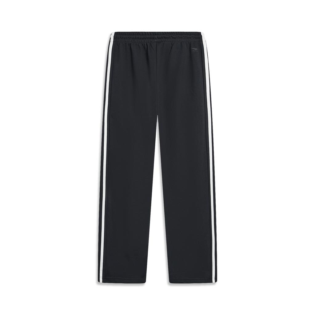 Li Ning Lifestyle Series Side Stripe Straight Leg Knitted Sports Pants Unisex pants Black AKLTB15-1