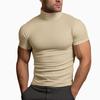 2024 Summer Men's Solid Color Short-Sleeve High-Neck T-Shirt