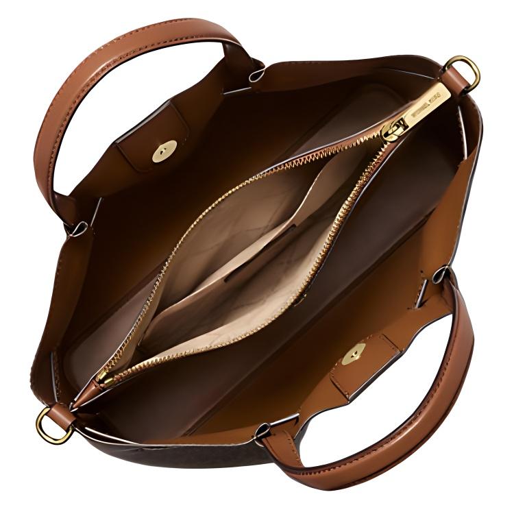 Michael Kors MK Carson Logo Print Leather Tote Bag Medium Women handbags Dark-Brown 35S5G2ZS3B-BROWN