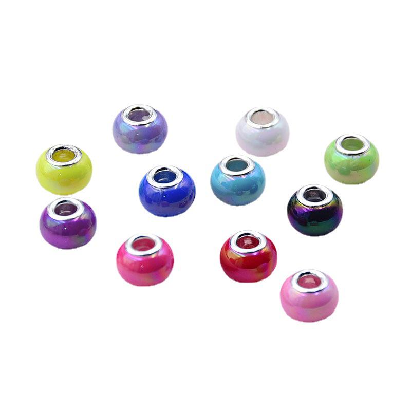 14mm AB Electroplated Large-Hole Light Surface Abacus Beads for DIY Handmade Bracelets