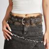 Punk Pu Leather Fur Belt Y2K Metal Studded Plush Waist Chain Faux Fur Belts Furry Sexy Vintage Waistband Hiphop Jeans Belt