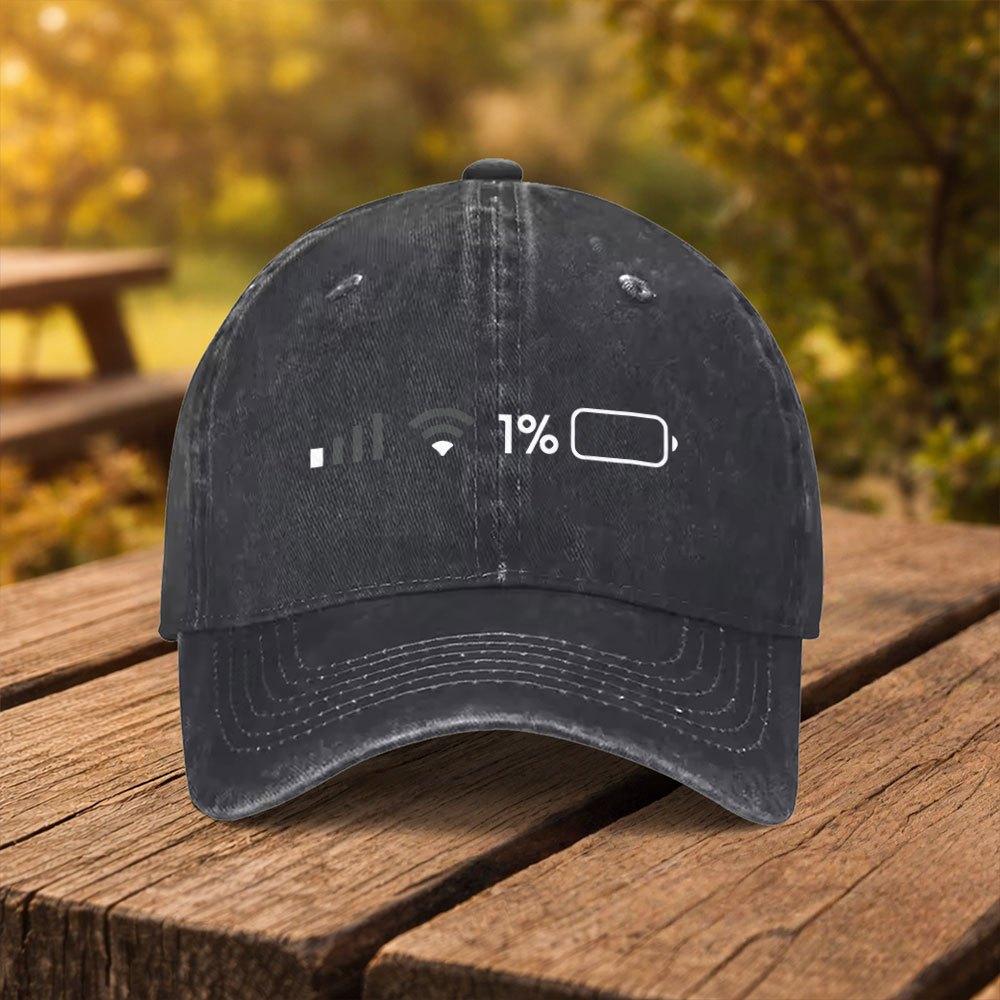 Mobile Low Battery Signal Print Baseball Cap Unisex Fashion Duckbill Hat Suitable for Outdoor Sports Fitness Travel Excursion Mu