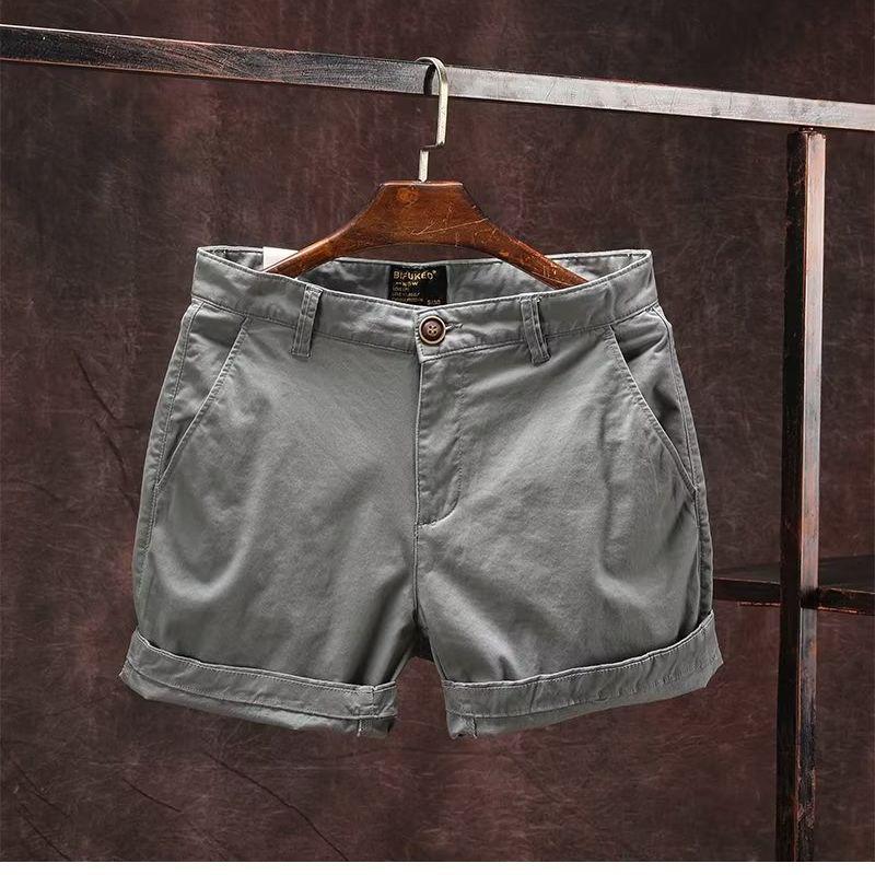 Men's Casual Slim Fit Three-Quarter Beach Shorts - Trendy Summer Workwear Style, Slightly Elastic