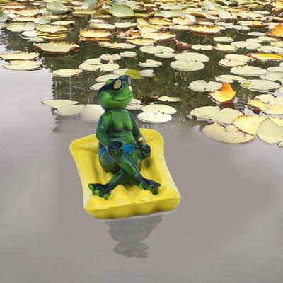 Schwimmende Froschdekoration Teichfroschdekoration Harz liegende Froschfigur für Außengarten Teich Schwimmbad Dekor