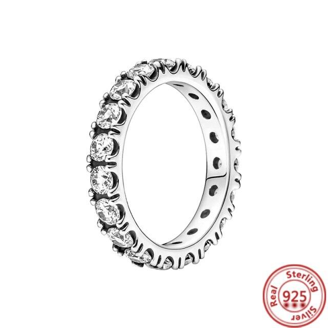 New Fashion100 %925 Silver Rings Shining Row Of Zirconia Eternity Rings For Women Engagement Jewelry Anniversary