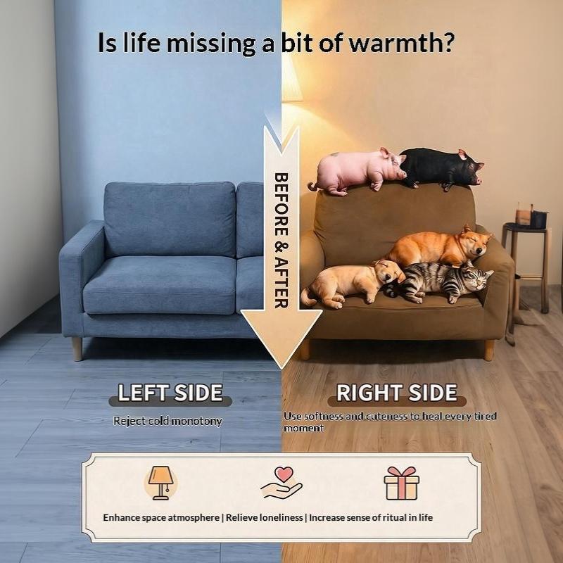 3D Printed Pig Stuffed Plush Pillow Realistic Soft Skin Friendly Fabric Cute Cushion for Sofa Bed Holiday Gift for Kids