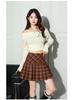 2025 College-Style Retro Pleated Wool Blend High-Waisted Midi Skirt - Slim and Visually Elongating
