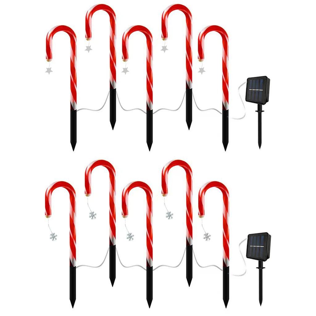 5PCS Solar Candy Cane Lights Outdoor Christmas Decorations Christmas Decorative Lights for Garden Patio Lawn Or Yard Decoration