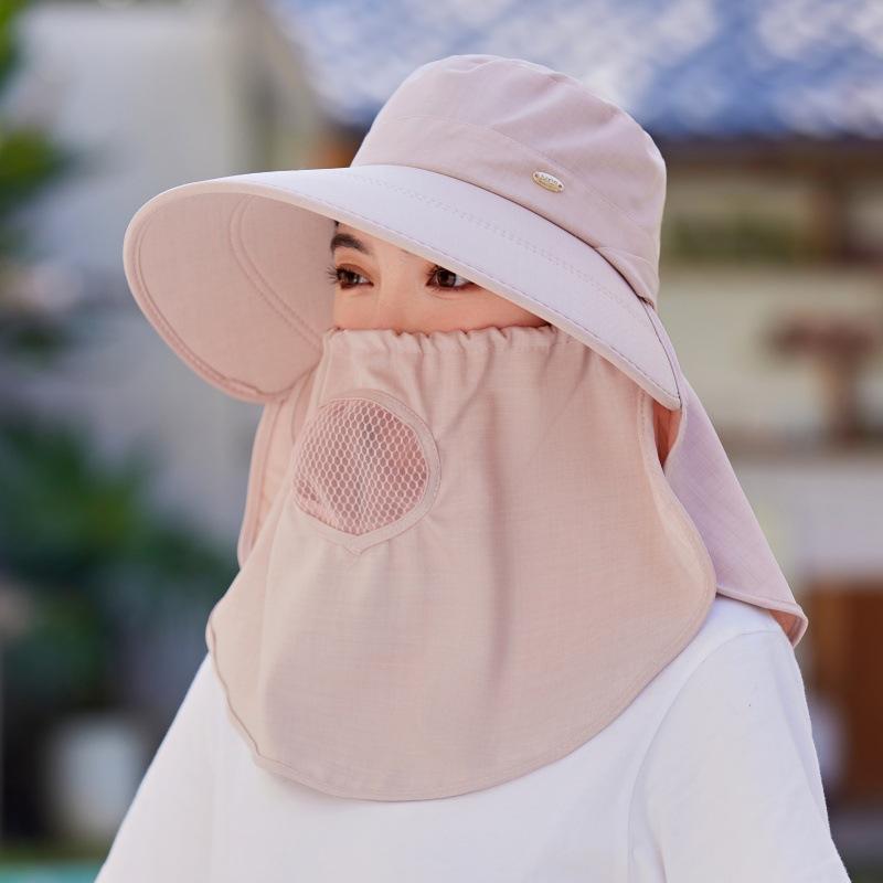 Pălărie de soare pentru femei, protecție UV, față completă, acoperire, exterior, rezistent la vânt, gât, cules de ceai, pălărie de umbrire, șal, protecție solară, pălărie