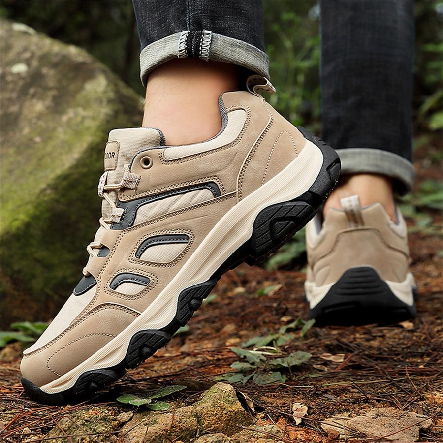 Fashion New Men Outdoor Mountaineering Shoes Comfortable Thick Soled PU Sneakers Hiking Wear Resistant Casual Travel Shoes Zapatillas