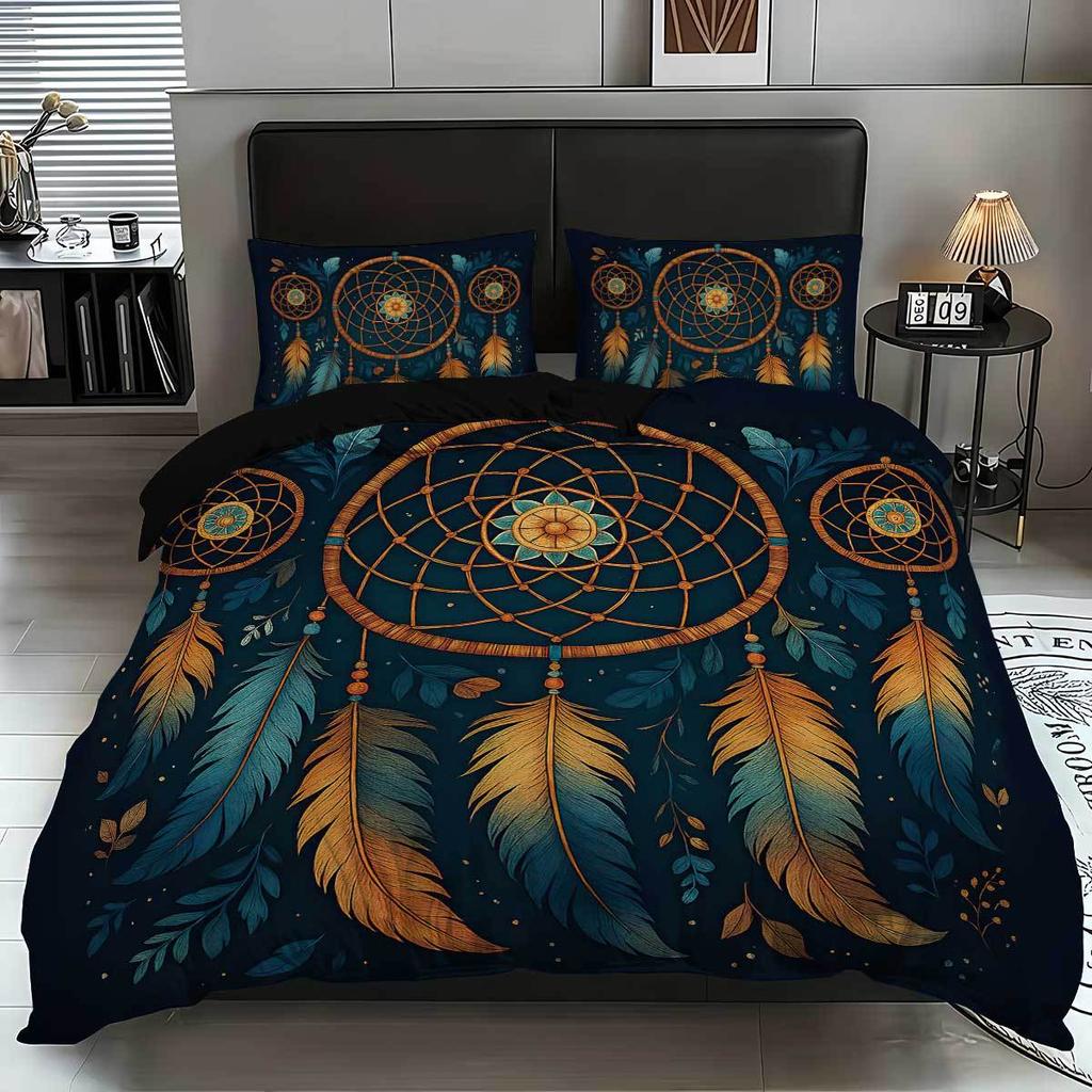Factory Direct Sales Bed Three-Piece Set Dream Catcher Polyester Printing Quilt Cover Home Textile Pillowcase Quilt Cover Minimum Order