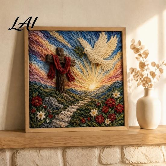 Christian Home Decor Projects 3D Fabric Poke Art Kit for Adults Faith Inspired Holiday Craft Kit DIY Christmas Wall Handmade Religious Gift Layered