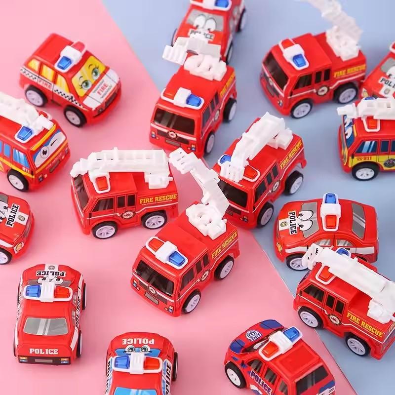 Cartoon Mini Pull Back Fire Truck Police Car Toys for Birthday Party Favors Campus Rewards Gift