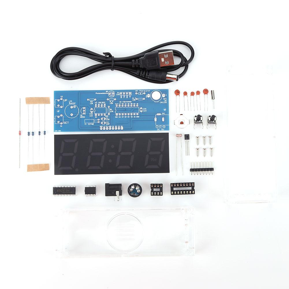 DIY Digital Clock Kit Display Date Week Temperature Alarm Soldering Project Learning Practice Solder Diy Electronic Kit