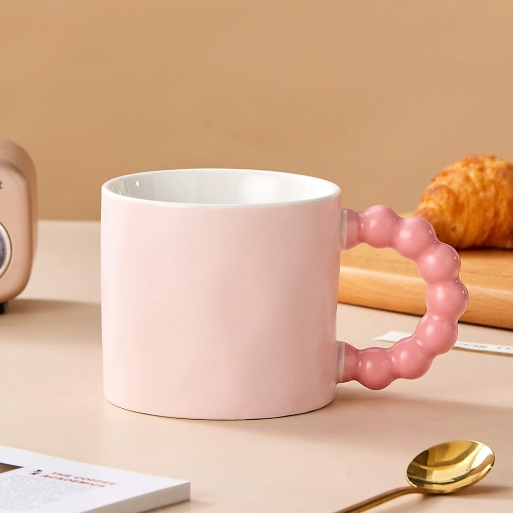 Ceramic Coffee Cup Pearl Handle Breakfast Milk Cup Office Home Baking Shop Dessert Milk Mug Office Afternoon Tea Coffee Cup