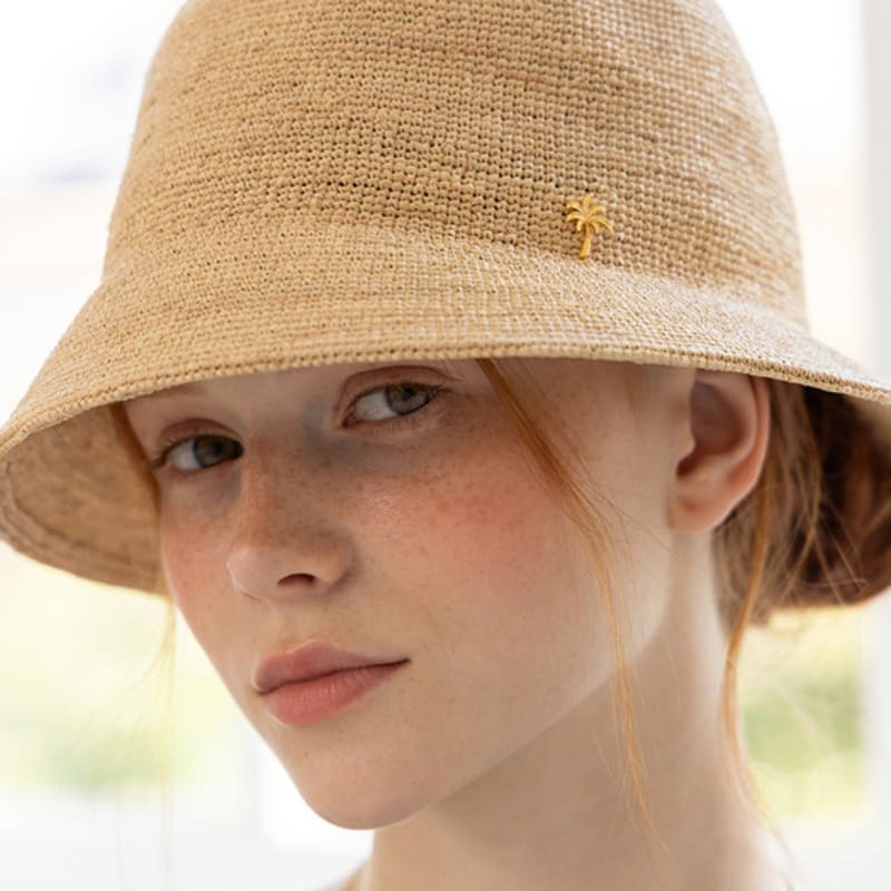 TATIANA NIVE Natural Raffia Cloche Bucket Hat HT8185