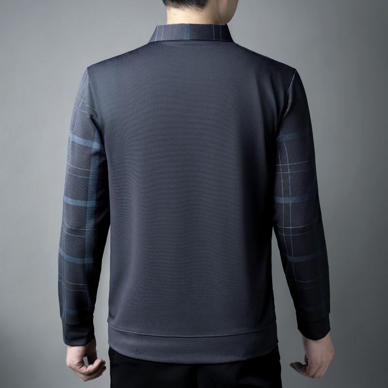 Fake Two Pieces Men's Clothing Spring Autumn Turn-down Collar Button Long Sleeve Pullover Casual Formal T-shirt Business Tops